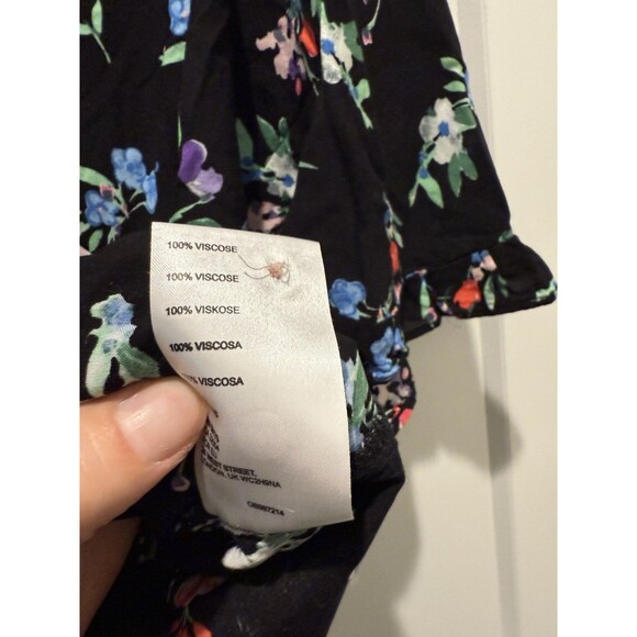 Anthropologie Maeve Aveiro Flutter Sleeve Button Down Blouse Small Black Motif - Picture 6 of 7